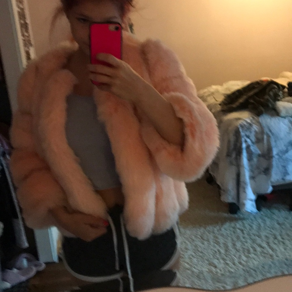 Fluffy pink jacket